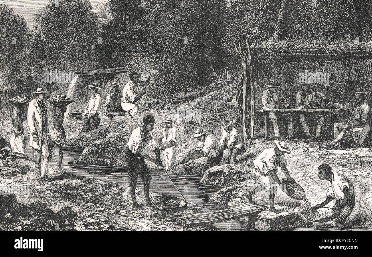 Diamond washing in Brazil in the 19th Century Stock Photo - Alamy
