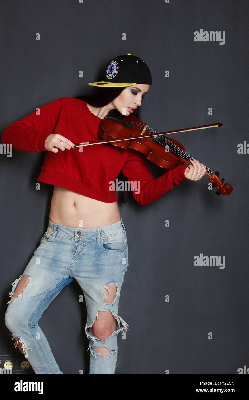 girl with violin Stock Photo - Alamy