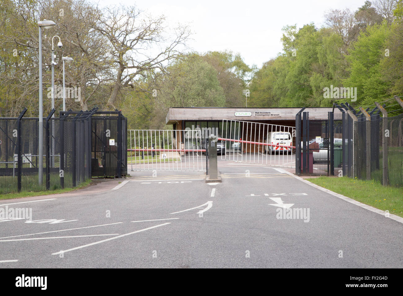 Air Accident Investigation Branch, AAIB, A.A.I.B. Main entrance to the AAIB in Farnborough, Stock Photo