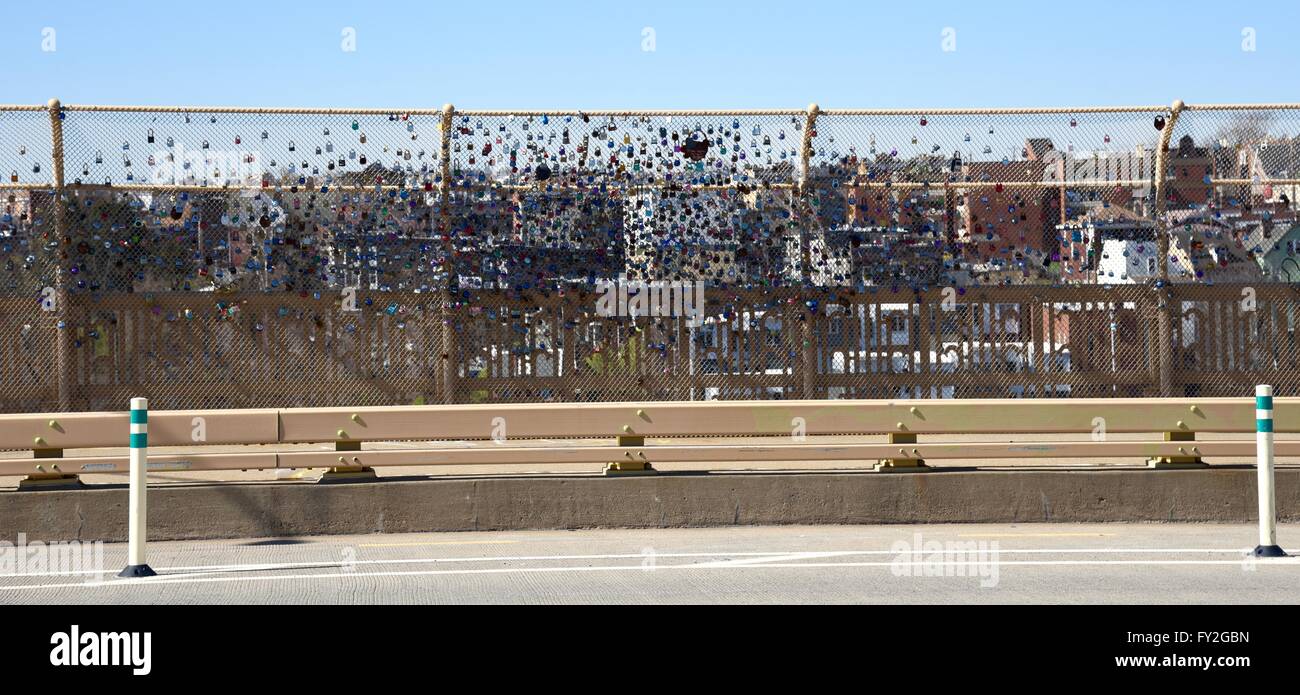 Locks on bridge Stock Photo Alamy