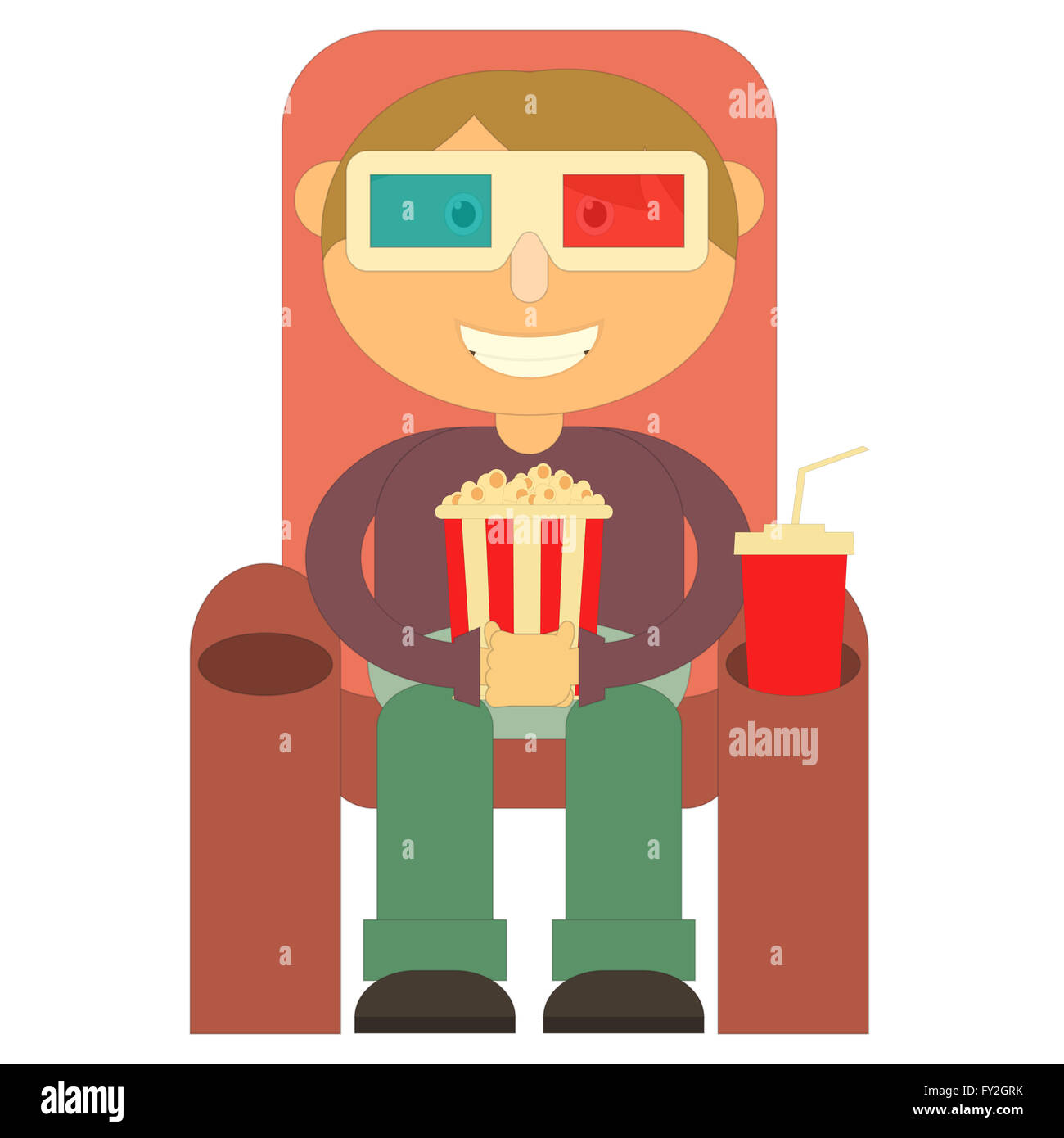 Cinema Icon Isolated on White Background. Man Watch Movies