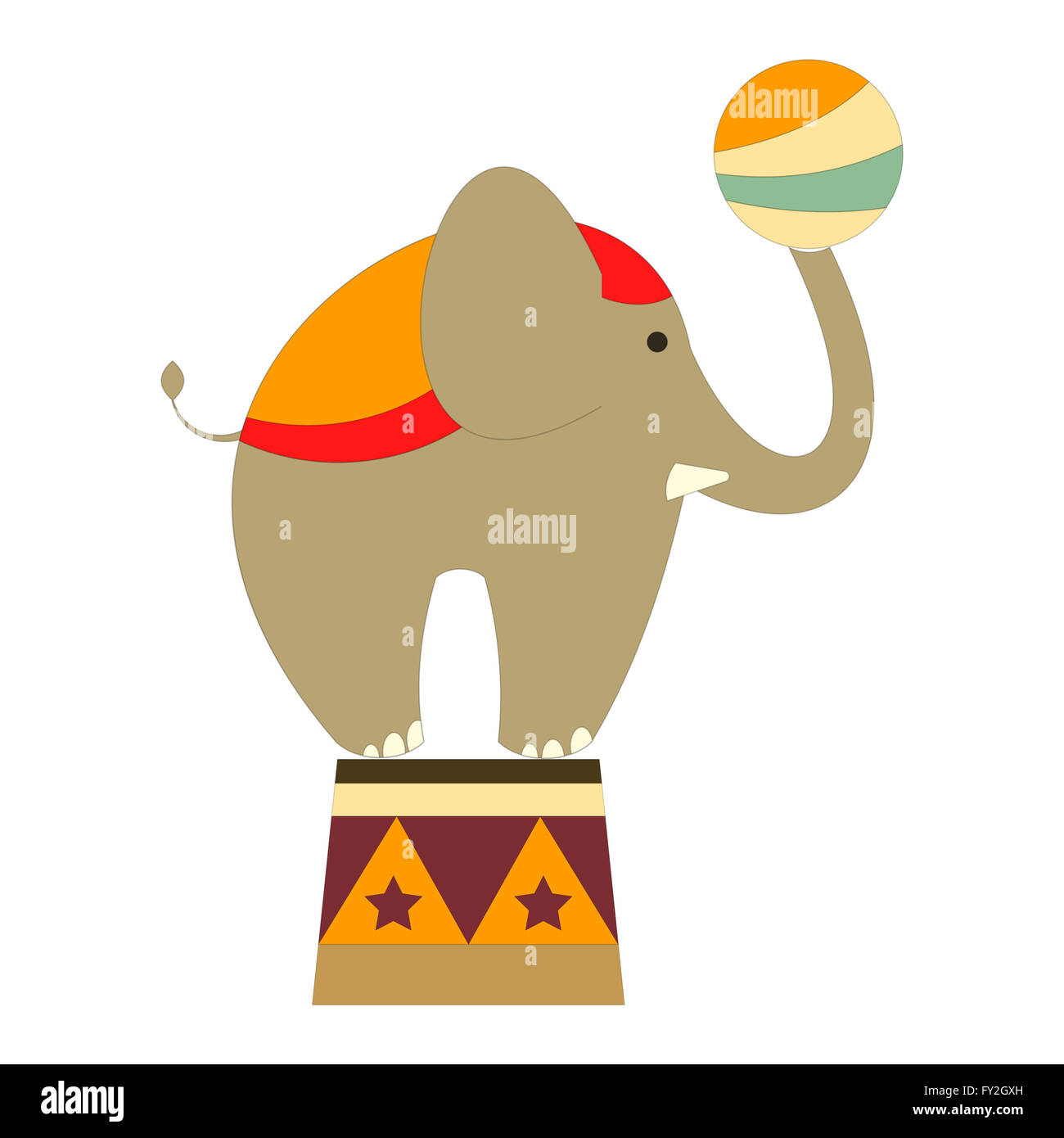 Circus Elephant Isolated on White Background. Illustration Stock Photo ...
