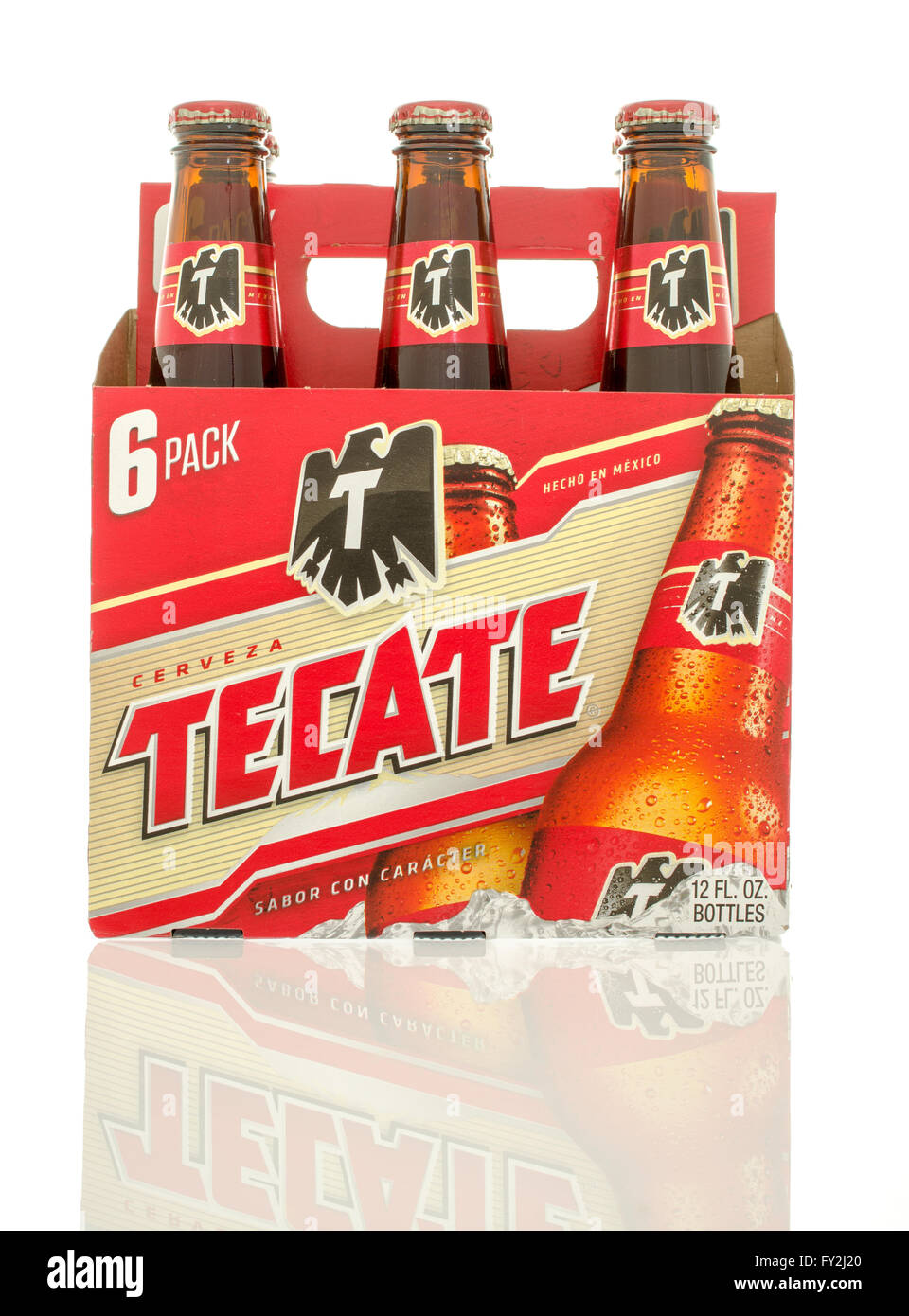 Winneconne, WI - 10 Jan 2016: A six pack of Tecate beer. Stock Photo