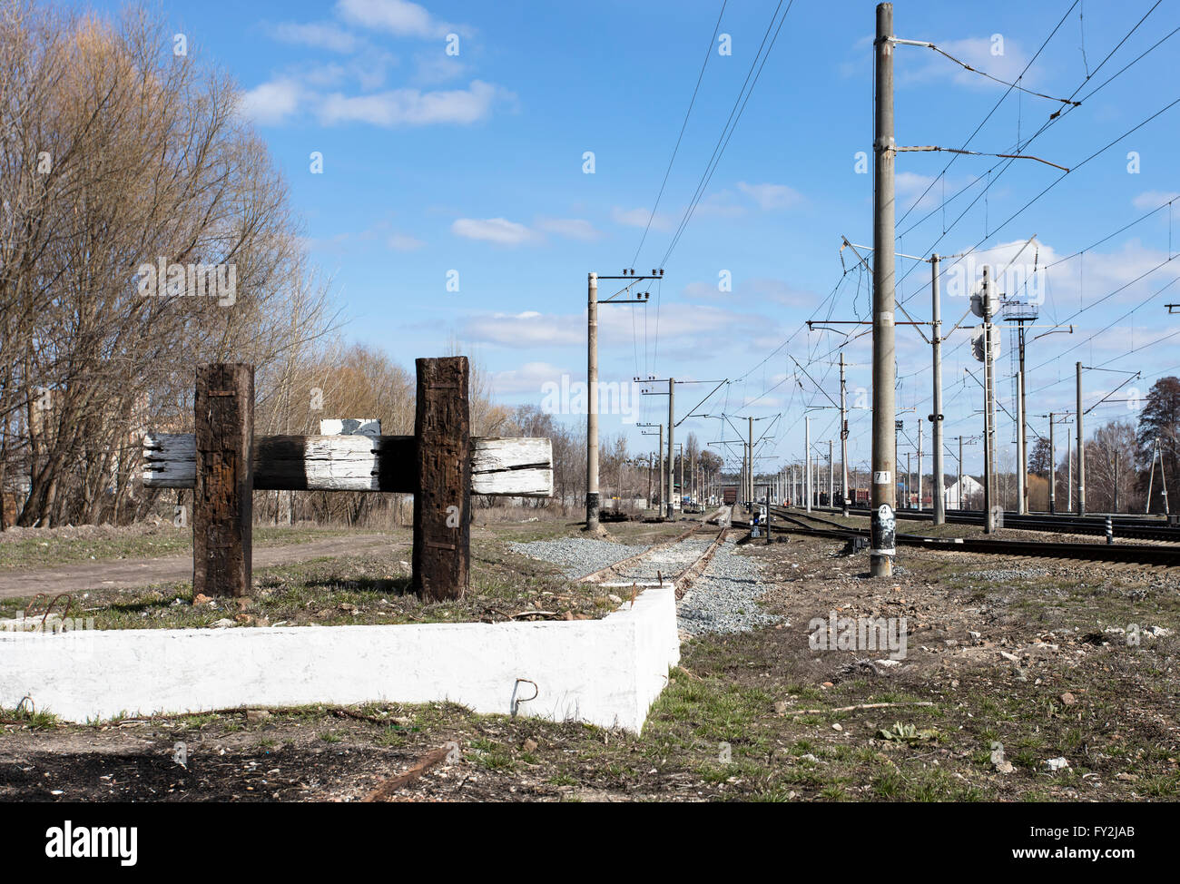 dead-end siding, rails Stock Photo