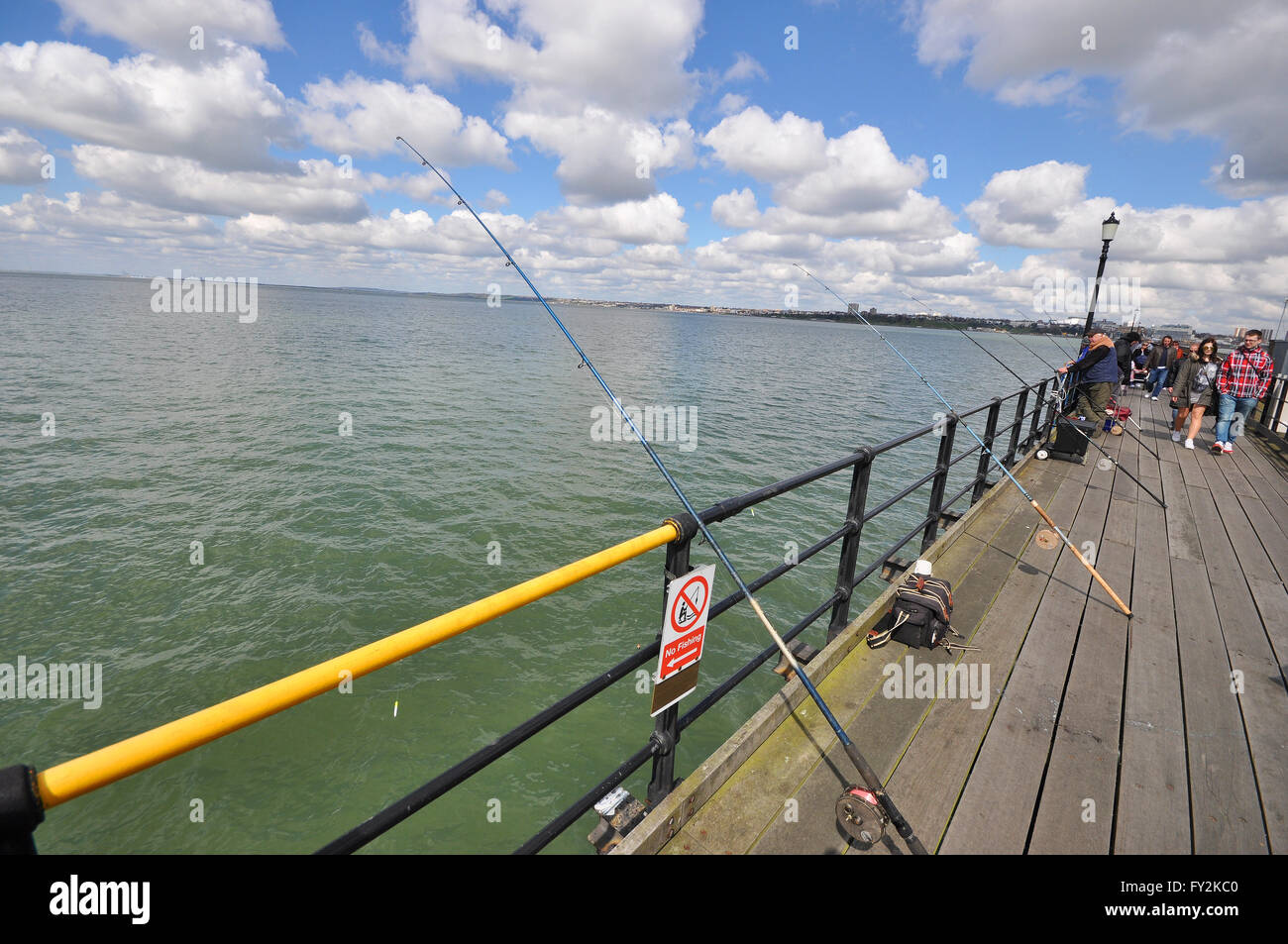 Fishing from Southend Pier, a major landmark in Southend. Extending 1.