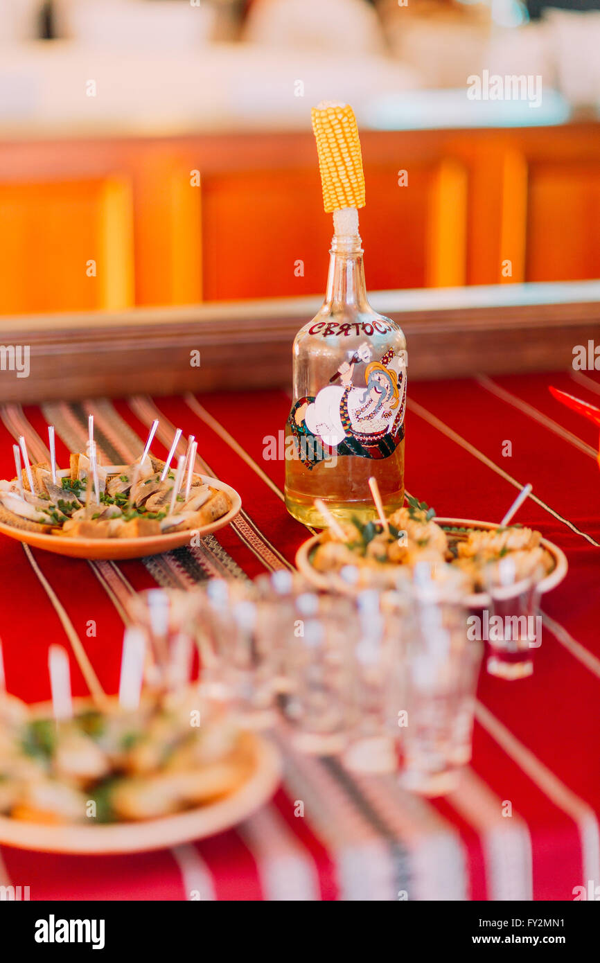 Creative Table Decorated At A Wedding Reception Stock Photo Alamy