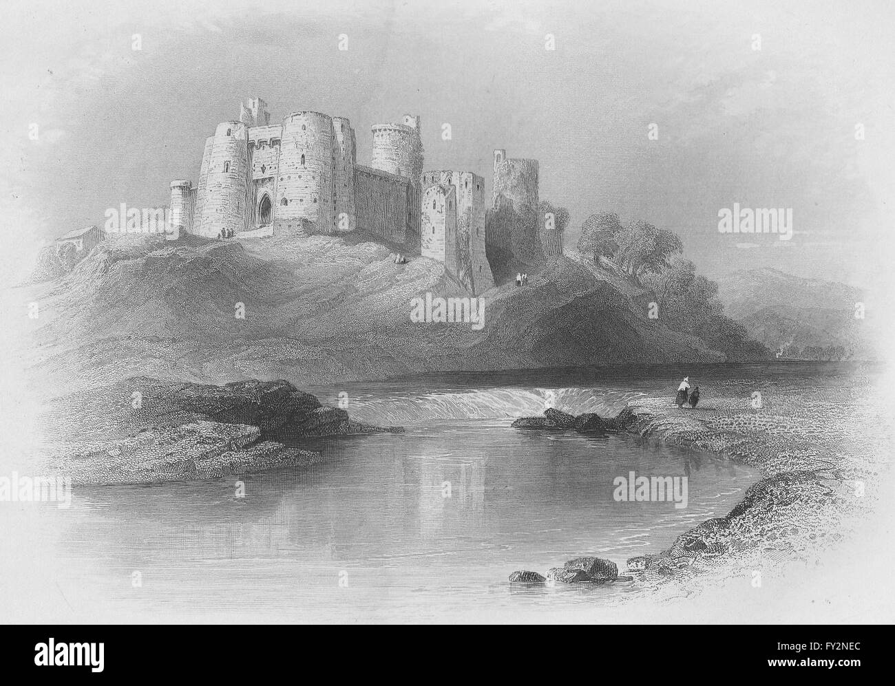 WALES: Kidwelly Castle-Bartlett, antique print c1860 Stock Photo - Alamy