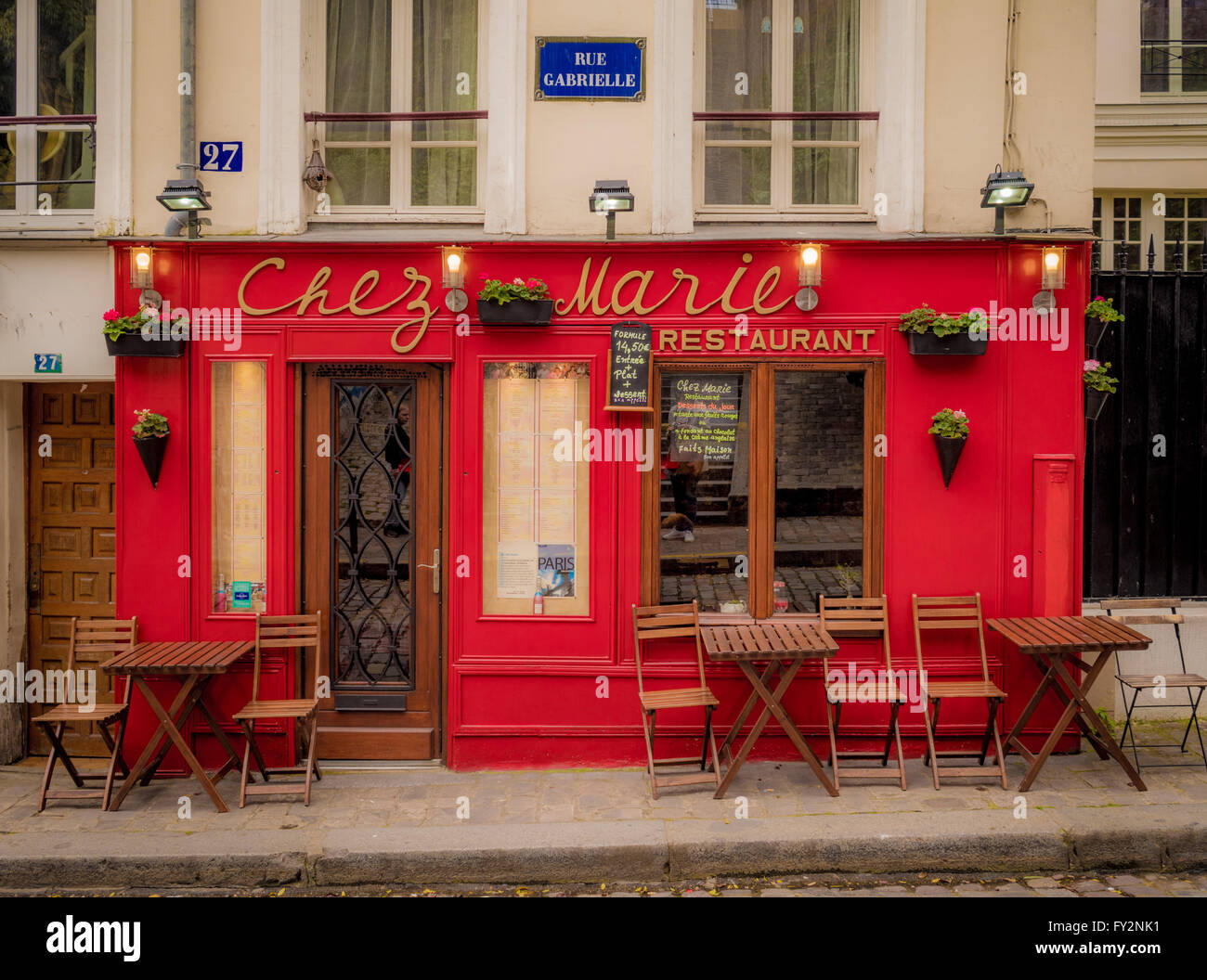 Traditional restaurant building, Paris, France Stock Photo