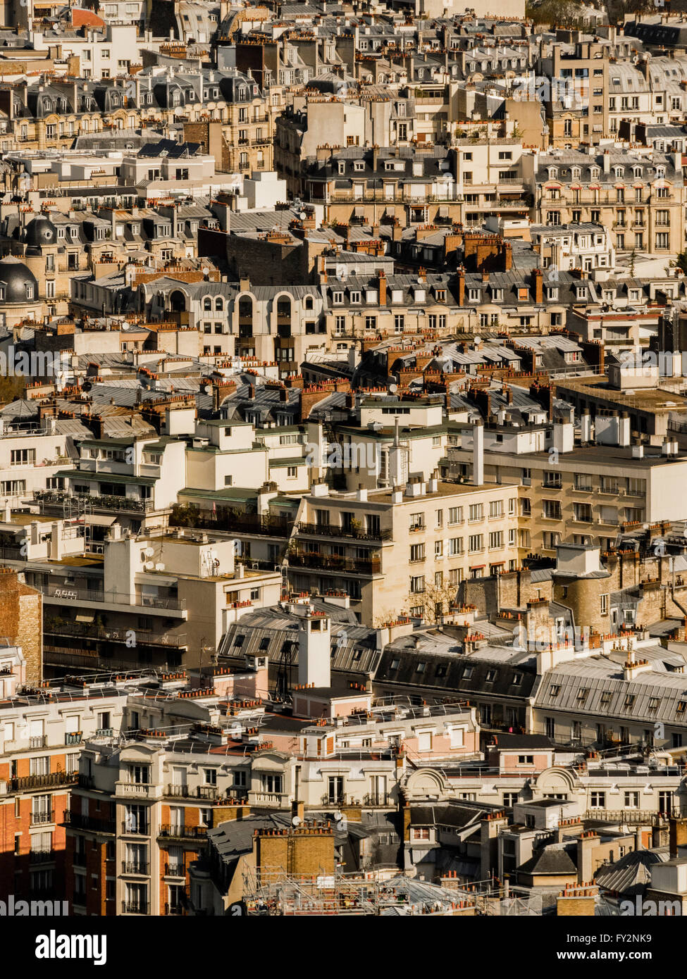 Aerial view of congested buildings in Paris, France. Stock Photo
