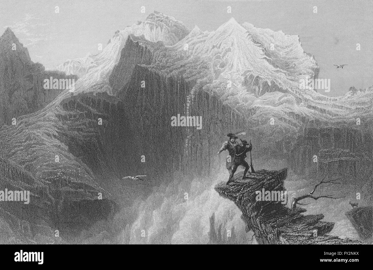 SWITZERLAND: The summit of The Jungfrau (Scene from Manfred). BARTLETT, 1836 Stock Photo