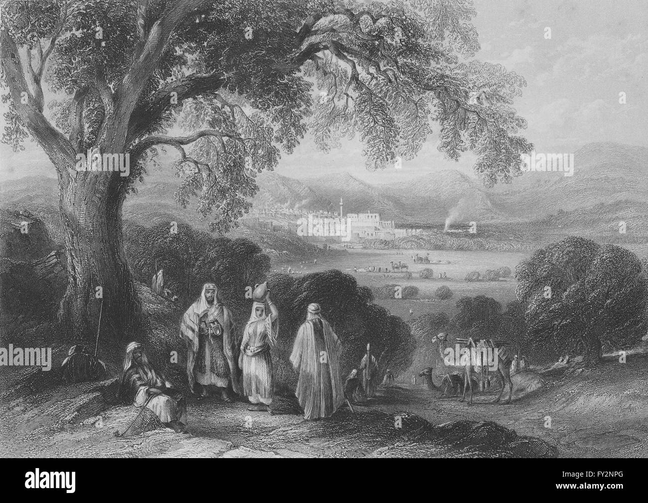 ISRAEL: Vale of Nazareth-Bartlett, antique print 1847 Stock Photo