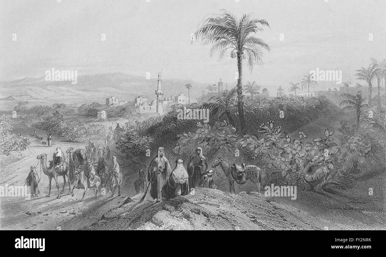 ISRAEL: Ramla, with hills of Judea-Bartlett, antique print 1847 Stock Photo