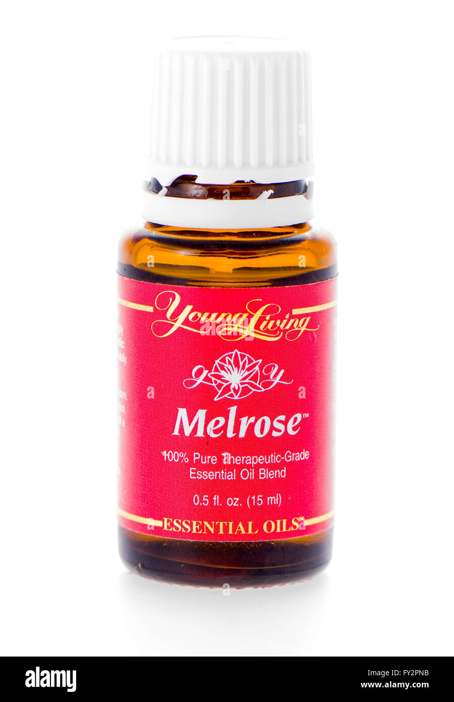 Winneconne, WI - 19 February 2015:  Bottle of Young Living Melroase  essential oil supplement. Stock Photo