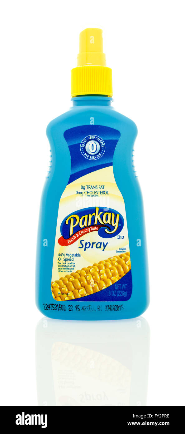 Winneconne, WI 17 Jan 2016 Spray bottle of Parkay butter Stock Photo