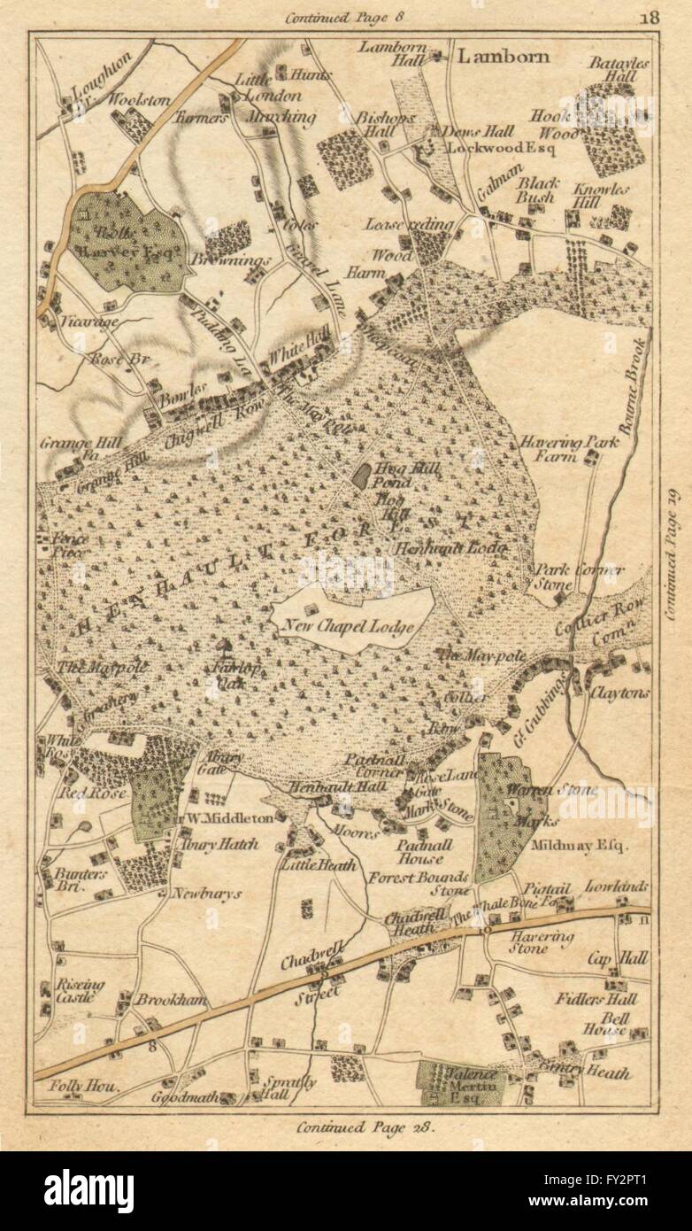 ILFORD: Chigwell Row, Hainault, Chadwell Heath, Romford, Loughton, 1786 map Stock Photo