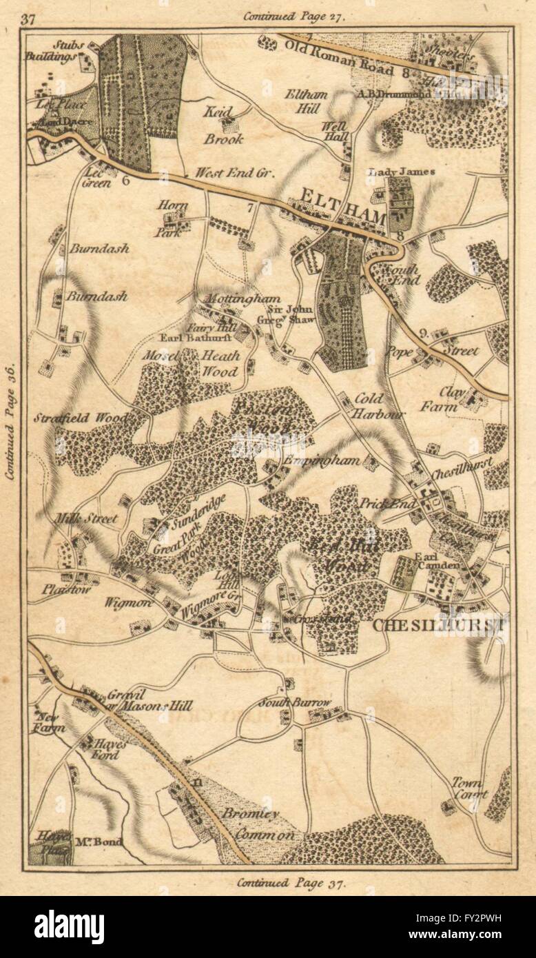 BROMLEY: Eltham,Chislehurst,Shooter's Hill,Petts Wood,Blackheath Park, 1786 map Stock Photo