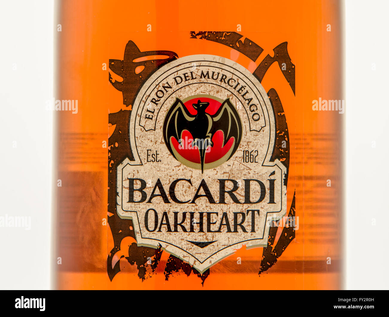 Winneconne, WI - 10 March 2016: A close up shot of Barcardi oakheart ...