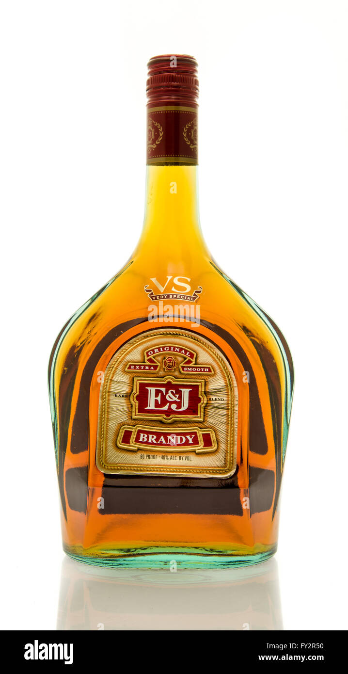 Winneconne, WI - 19 March 2016:  A bottle of E&J brandy Stock Photo