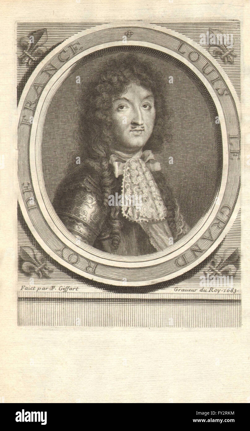 LOUIS XIV-THE SUN KING: 'Louis le Grand Roy de France'. Roi-Soleil. MALLET, 1683 Stock Photo