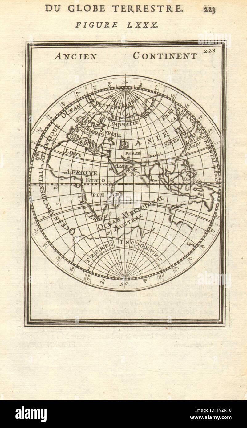 EASTERN HEMISPHERE: Shows incomplete Australian coastline. MALLET, 1683 map Stock Photo