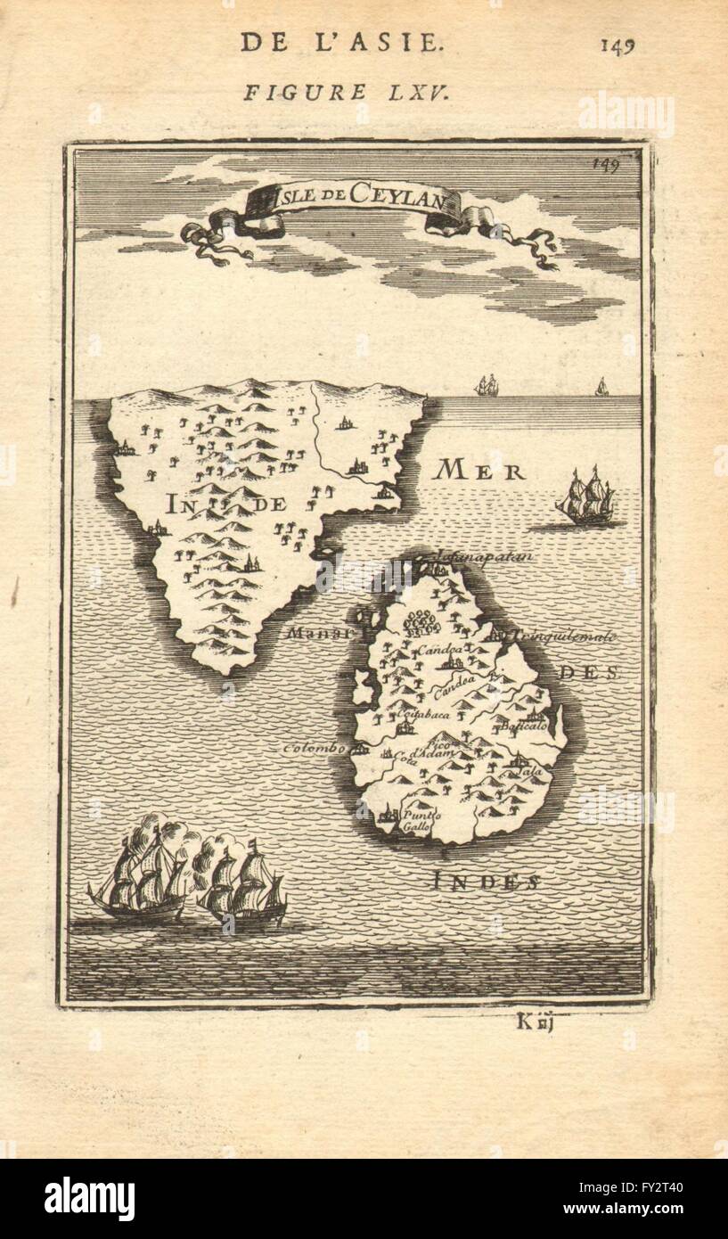 Tamil Nadu And Sri Lanka Map Ceylon/Sri Lanka:'isle De Ceylan'south India Tamil Nadu Kerala.mallet, 1683  Map Stock Photo - Alamy