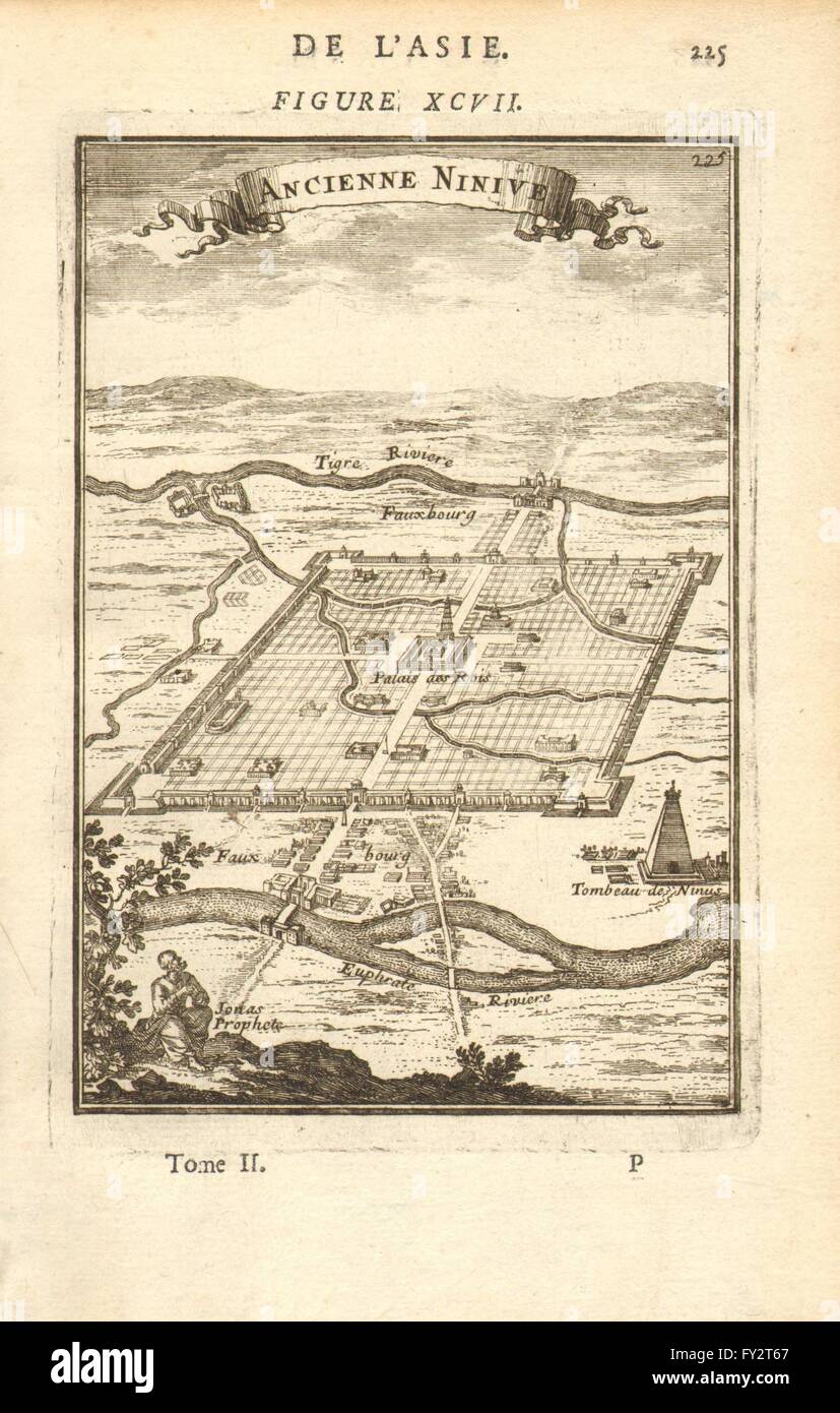 NINEVEH: 'Ancienne Ninive'. Ninus Tomb. Tigris Euphrates. Assyria. MALLET, 1683 Stock Photo