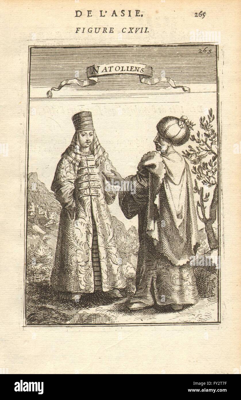 TURKISH COSTUME: 'Natoliens'. Anatolians in traditional dress. MALLET, 1683 Stock Photo