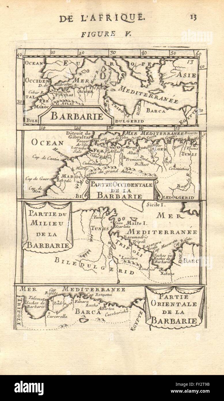 NORTH AFRICA: Barbary. Morocco Tunisia Libya Egypt. 'Barbarie'.MALLET, 1683 map Stock Photo