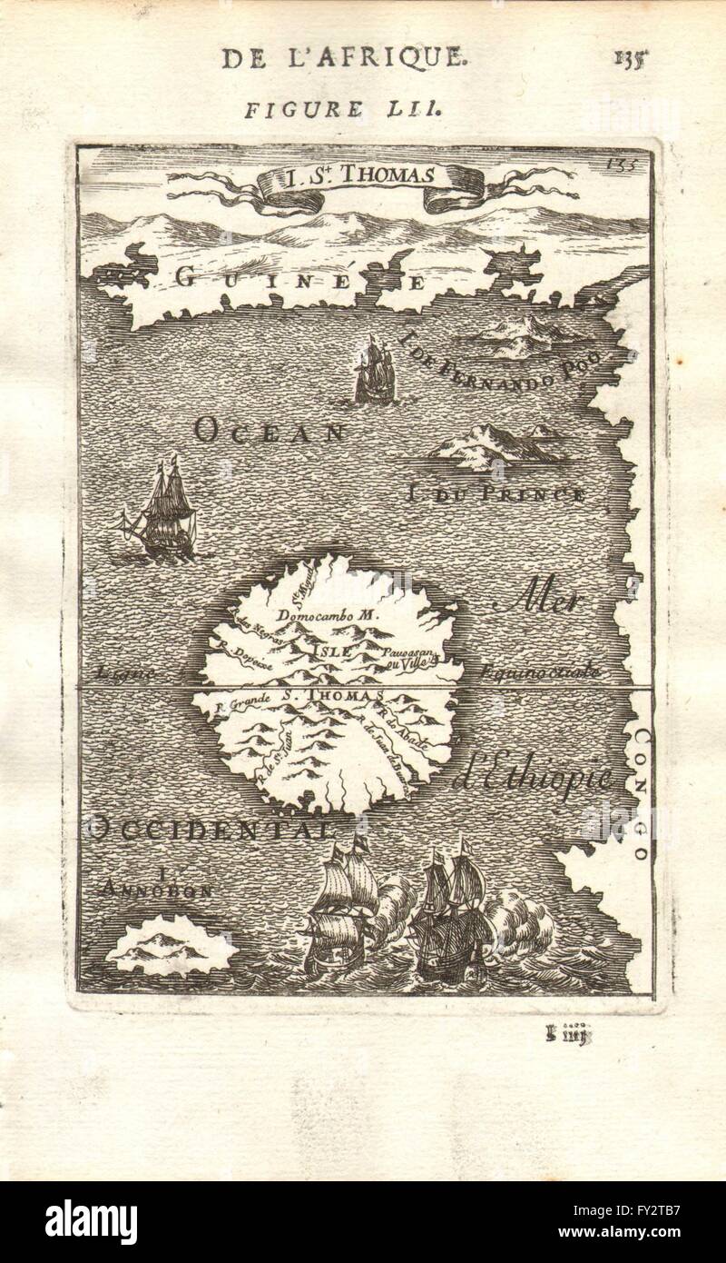 GULF OF GUINEA: Sao Tome Principe Annobon Fernando Po (Bioko).MALLET, 1683 map Stock Photo