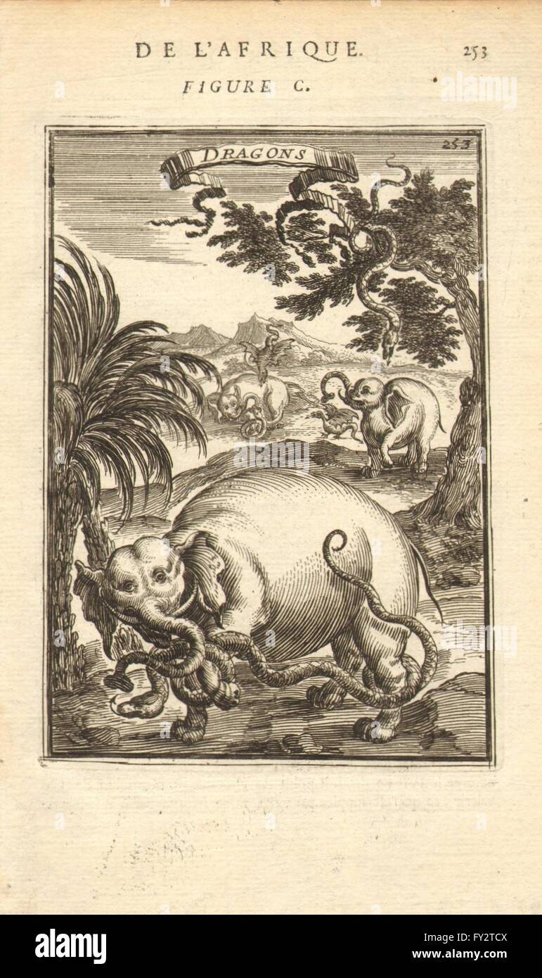 UGANDA/EAST AFRICA: 'Dragons', in the Mountains of the Moon. MALLET, 1683 Stock Photo