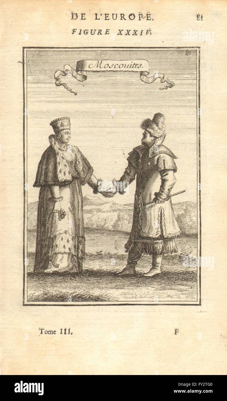 SWEDEN COSTUME Swedish man /& woman wearing 17C dress /'Suedois/' MALLET 1683