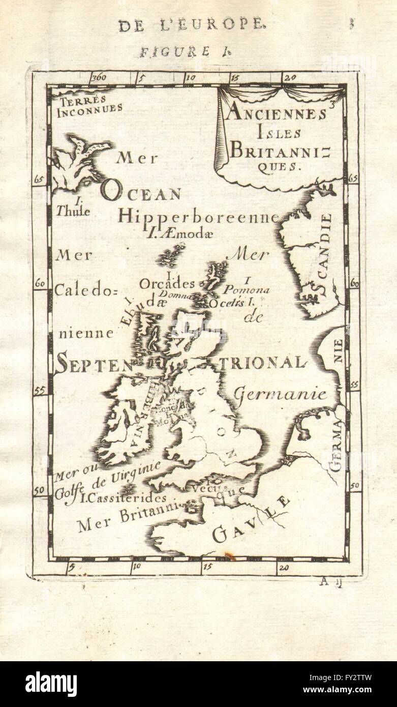Decorative MALLET 1683 old antique map 'Isles Britanniques BRITISH ISLES 