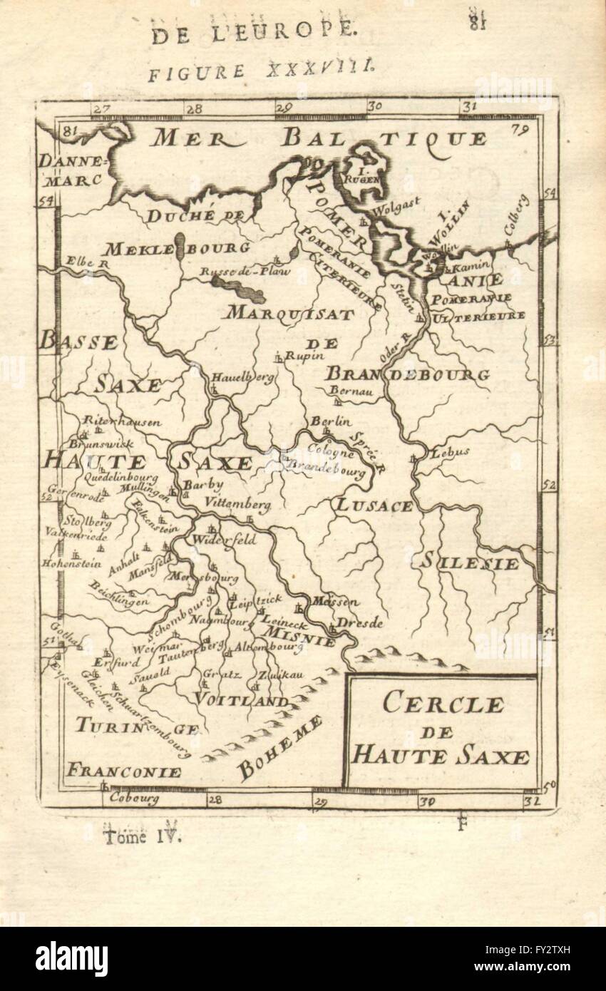 GERMANY: Saxony-Anhalt Brandenburg Mecklenburg. 'Haute Saxe'. MALLET, 1683 map Stock Photo