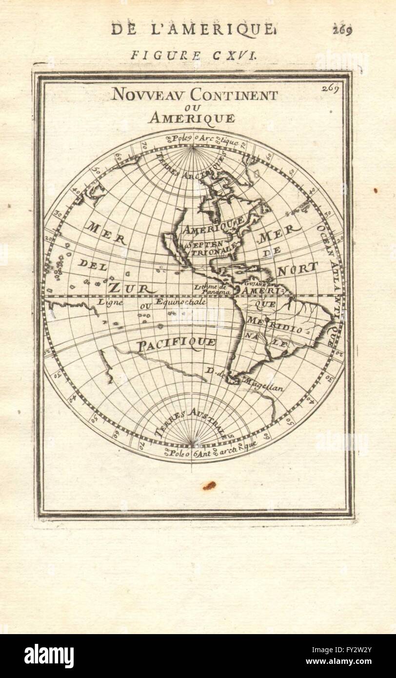 AMERICAS: Shows California as an Island. 'Nouveau Continent'. MALLET, 1683 map Stock Photo