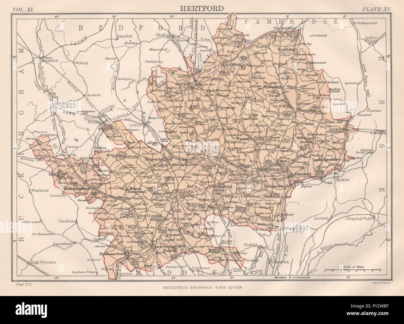 in 1878 ENGLAND /& WALES Britannica 9th edition 1898 map showing counties