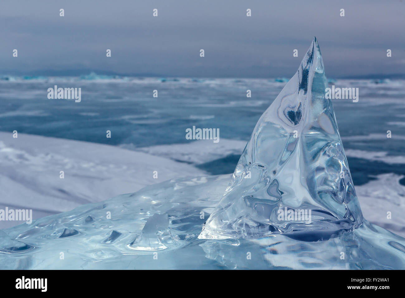 Beautiful transparent block of ice Stock Photo - Alamy