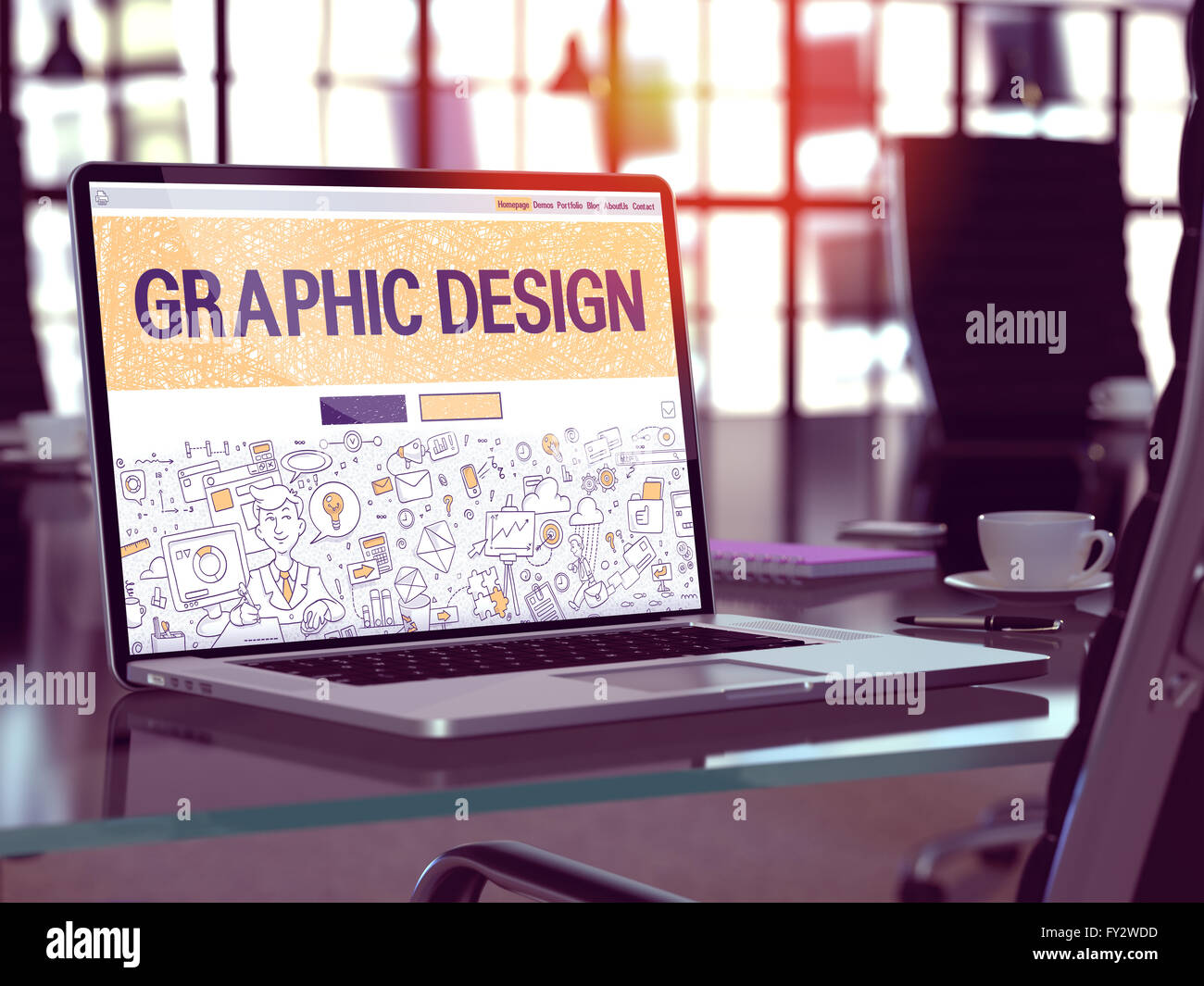 Laptop Screen with Graphic Design Concept. Stock Photo