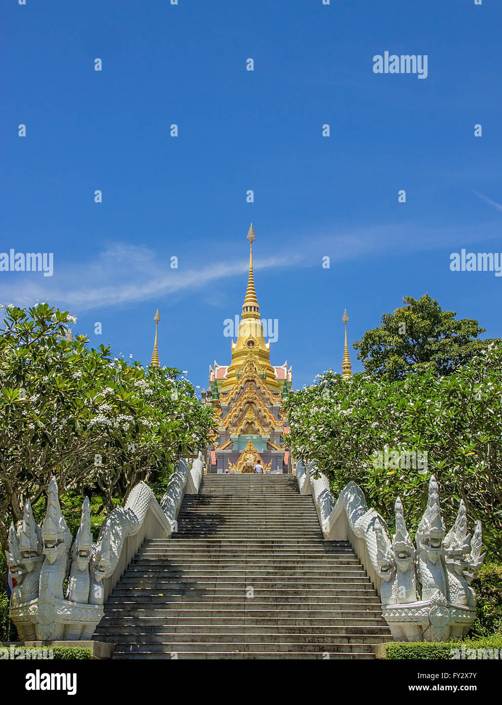 Golden Pagoda Thailand, Prachuap Khiri Khan, Bang Saphan Stock Photo