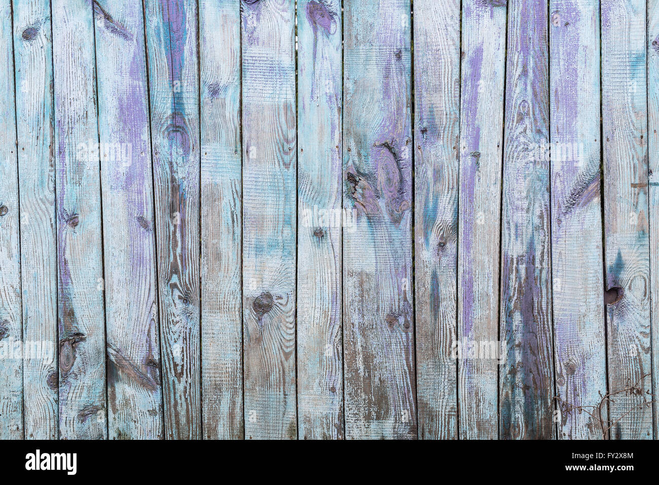 Old blue wooden fence. Picture of wooden structure. Stock Photo