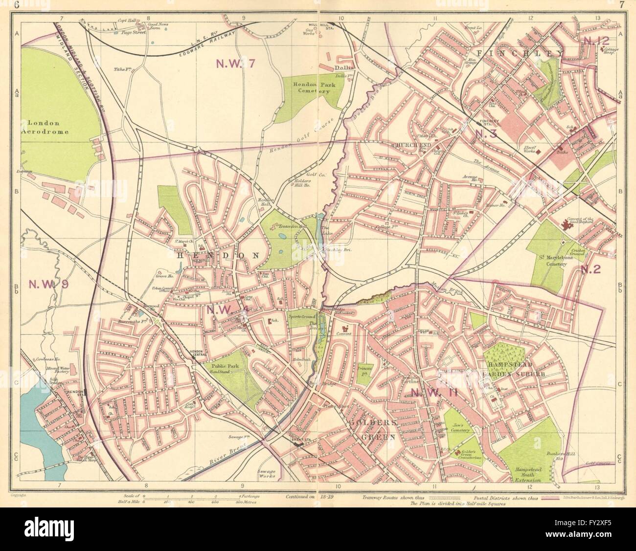 LONDON NW Hendon Finchley Golder's Green Hampstead Garden Suburb, 1930