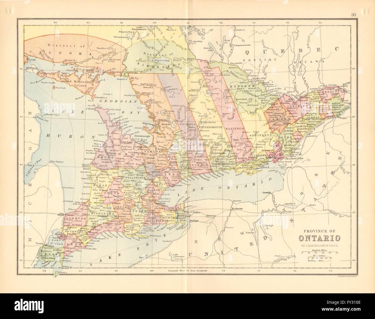 map of ontario counties and districts Canada Province Of Ontario Counties Railways Districts 1876 Stock Photo 102714206 Alamy map of ontario counties and districts