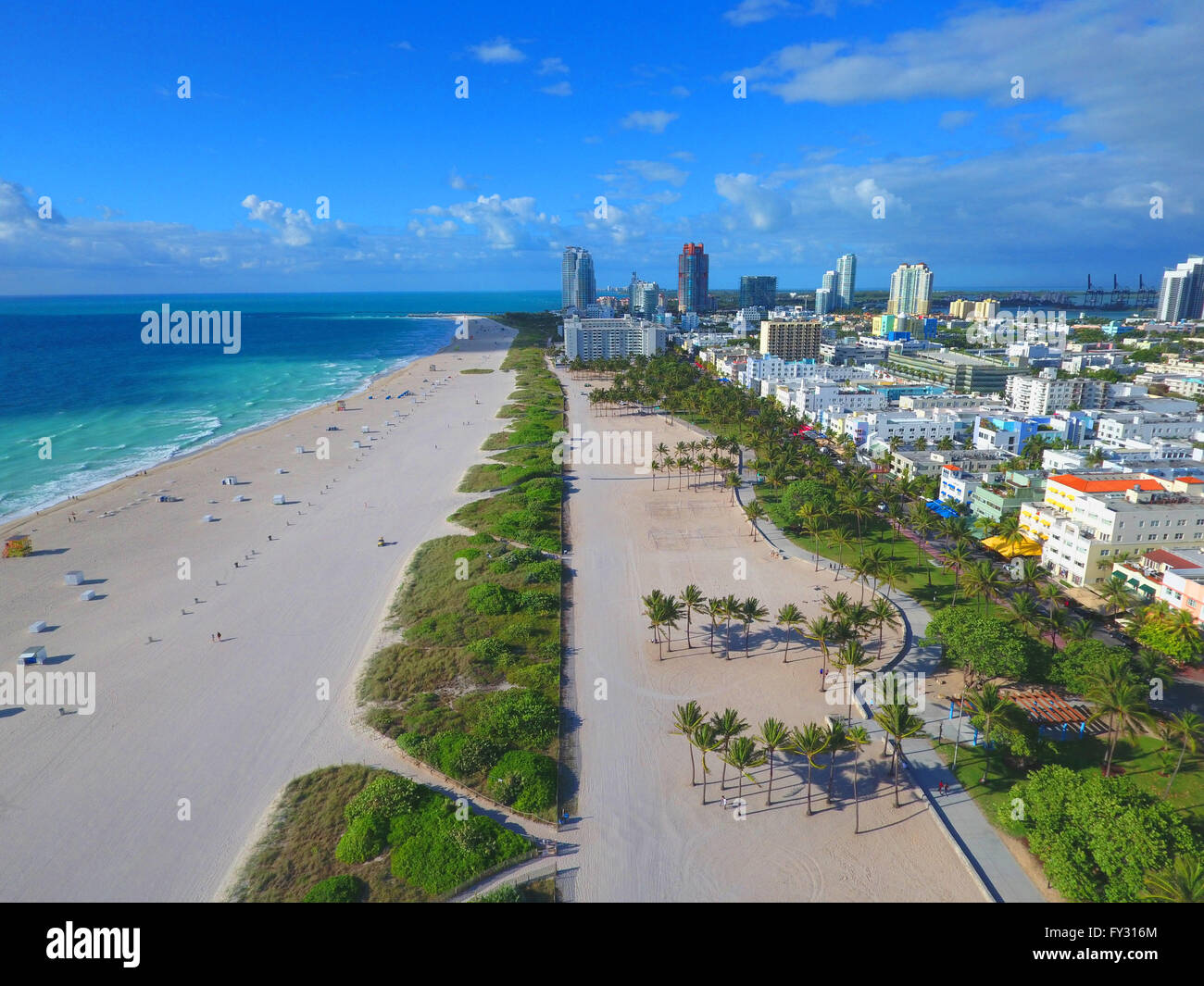 Aerial drone photo of Miami Beach Stock Photo