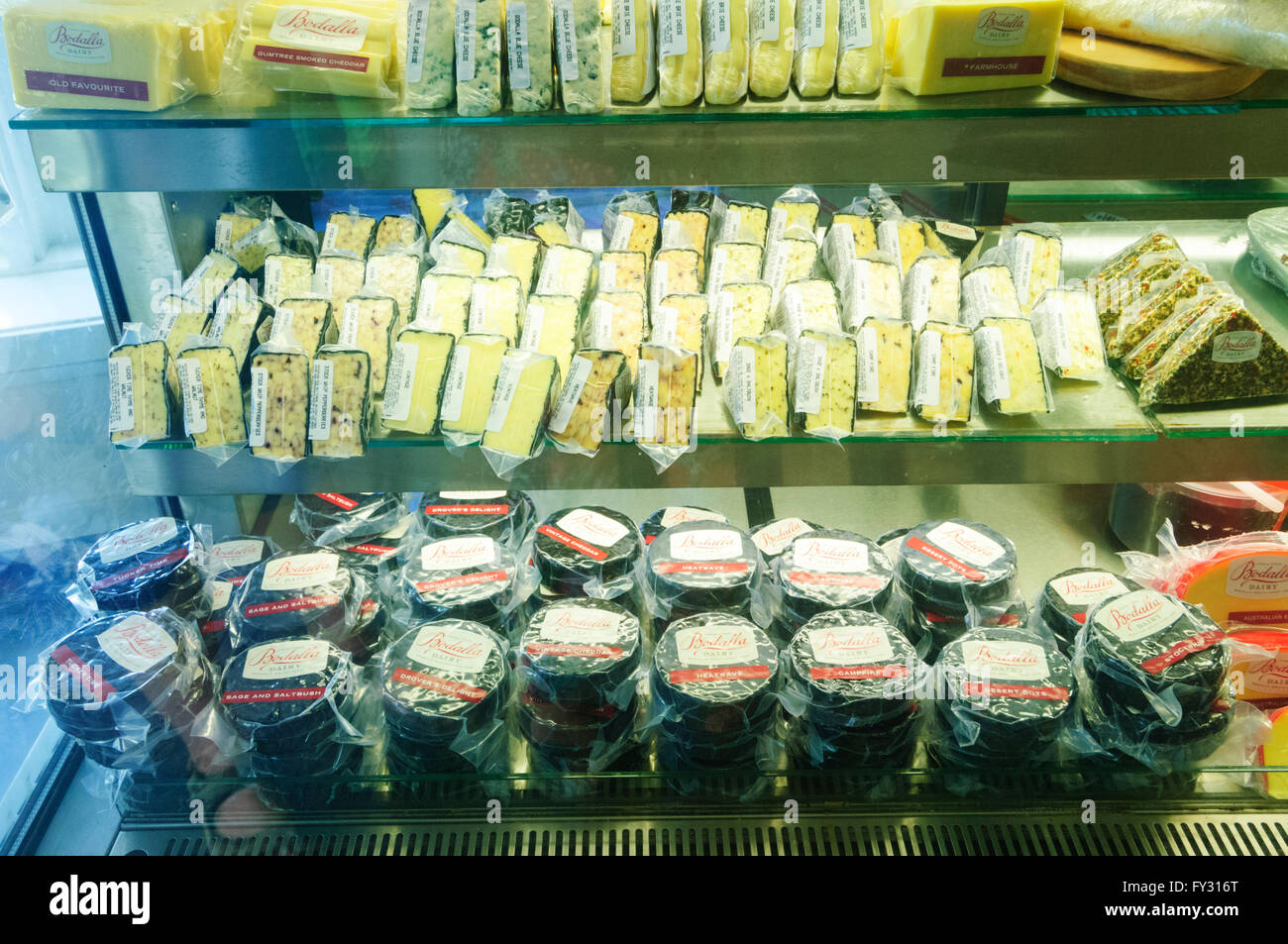 Dairy Products for sale in a chiller Bodalla Dairy, Bodalla