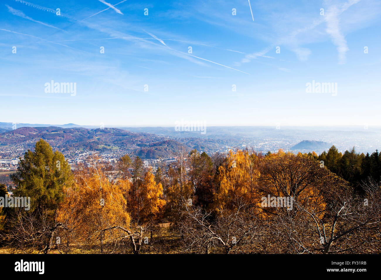 Overlooking Graz in autumn Stock Photo