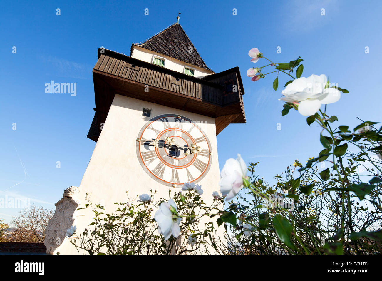 Clock Tower Graz Stock Photo
