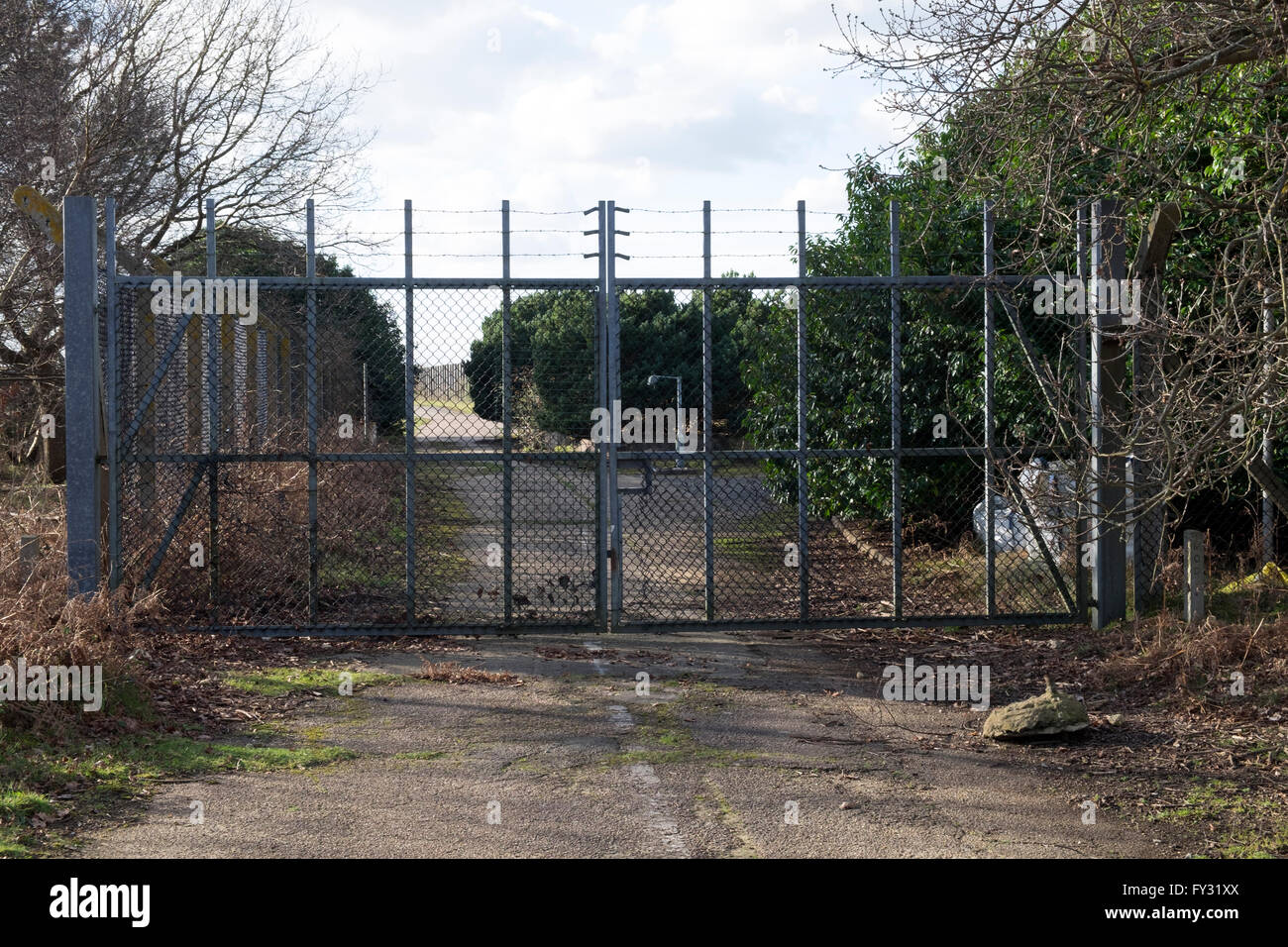 East Gate entrance at the former USAF base, Rendlesham near Woodbridge, Suffolk, UK. Stock Photo