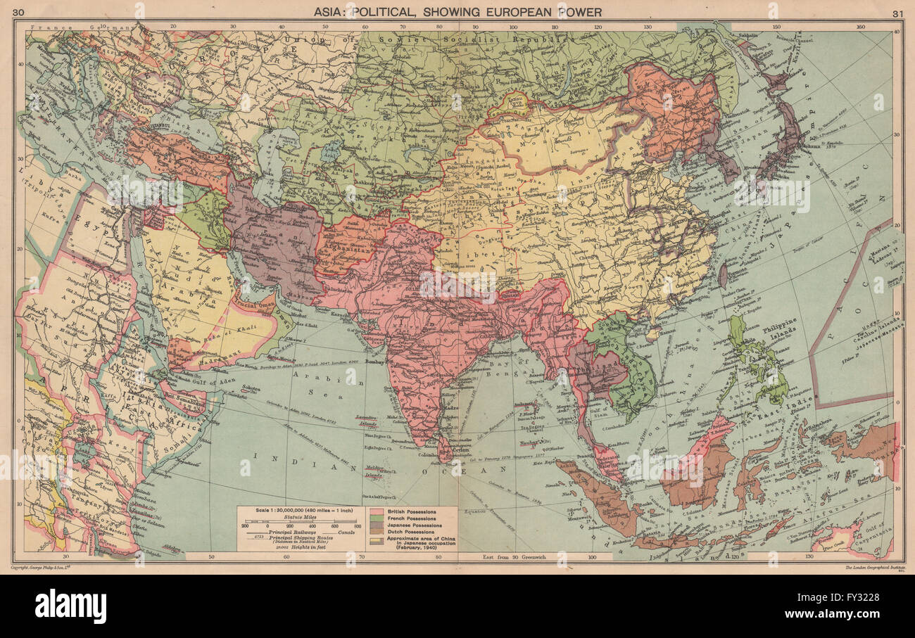 WW2 ASIA European colonies. Japanese occupied China. Manchukuo, 1940
