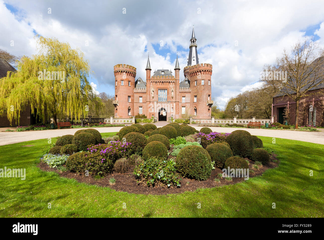 Castle Moyland at Bedburg-Hau near Kleve in the Lower Rhine region, view from the south Stock Photo
