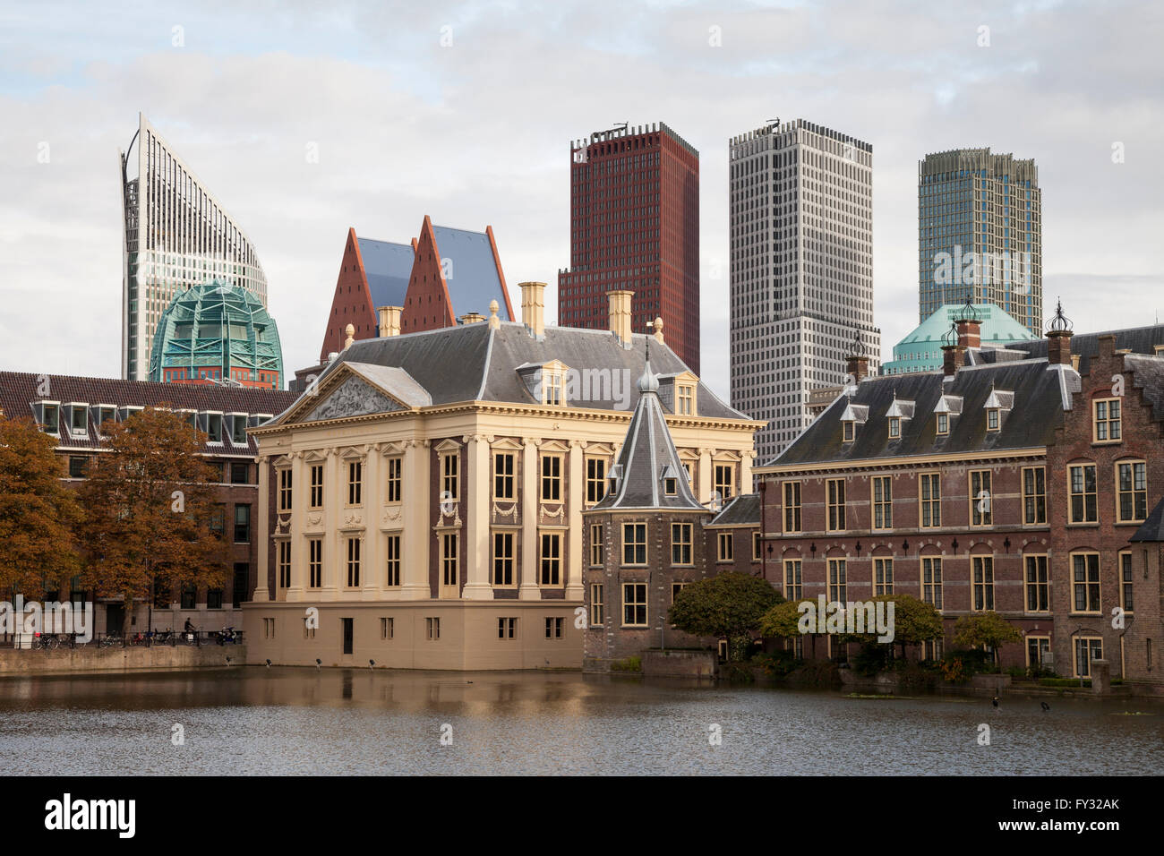 Mauritshuis Museum at the Binnenhof with skyscrapers, The Hague, Holland, The Netherlands Stock Photo