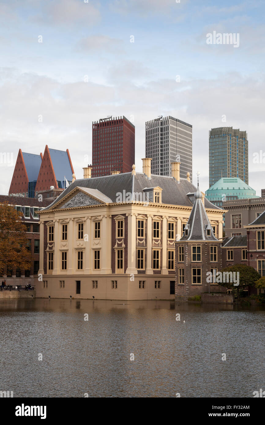 Mauritshuis Museum at the Binnenhof with skyscrapers, The Hague, Holland, The Netherlands Stock Photo
